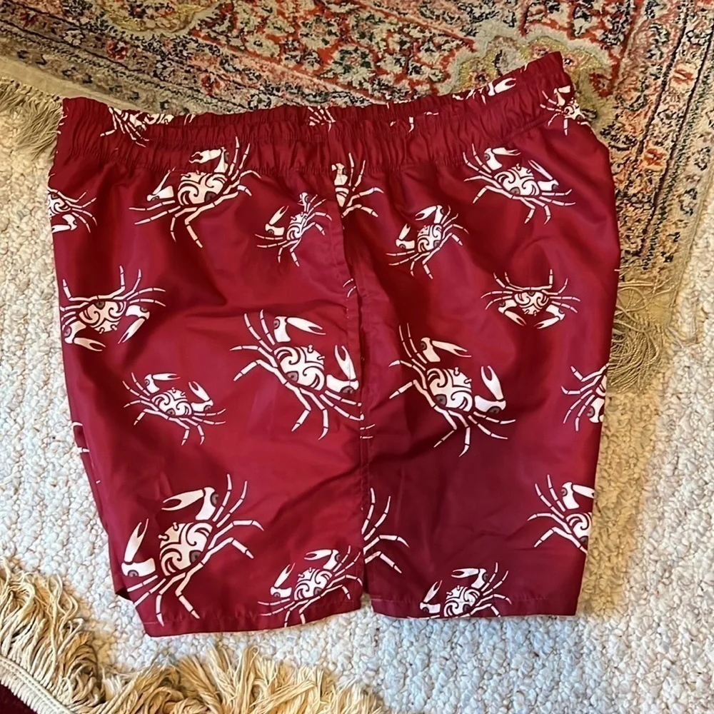 Z ZEGNA ,Crab Print Swim Trunks  Designer Beach Resort Shorts  Coastal Size L